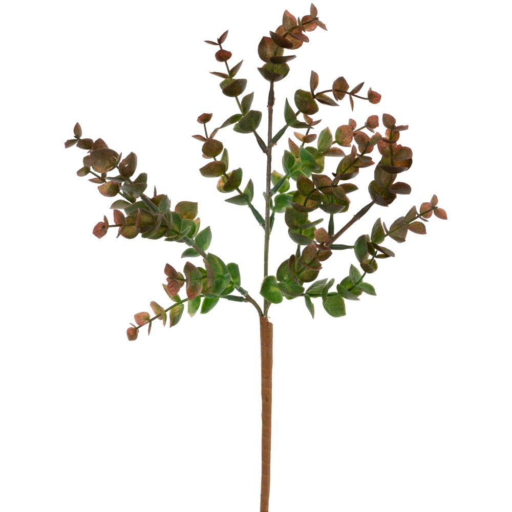 Eucalyptus Sprig 33cm - Magnolia the Florist Faux flower are more realistic than ever and are quickly gaining in popularity. It is no longer the case that fresh flowers are considered a better option and there is a strong argument that faux is more environmentally friendly, many fresh flowers are imported and don’t last more than a week or two before having to be replaced. Thanks to high quality manufacturing you honestly wouldn’t tell that these are faux.