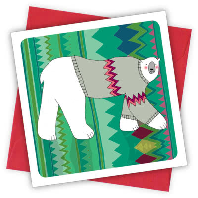 Polar Bear Greetings Card - Magnolia the Florist Individual greeting card and envelope. Blank inside for your personal message Supplied with a colour co-ordinated envelope Envelope colour: Red High-quality (300gsm) matt finish card Printed in the UK. Size: 100mm × 100m