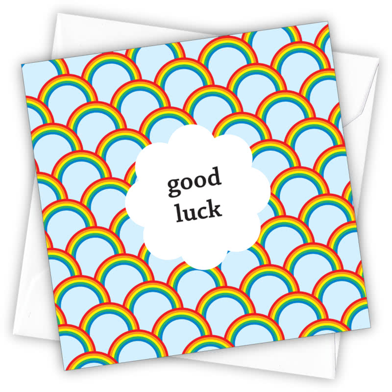 Good Luck Greetings Card - Magnolia the Florist Individual greeting card and envelope. Blank inside for your personal message Supplied with a colour co-ordinated envelope Envelope colour: White High-quality (300gsm) matt finish card Printed in the UK. Size: 100mm × 100m