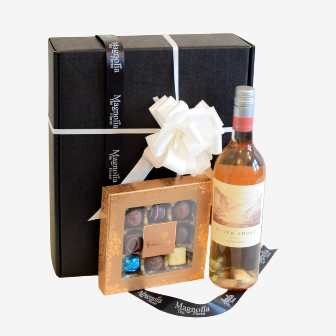 Rose Wine and Chocolates Gift Box - Magnolia the Florist