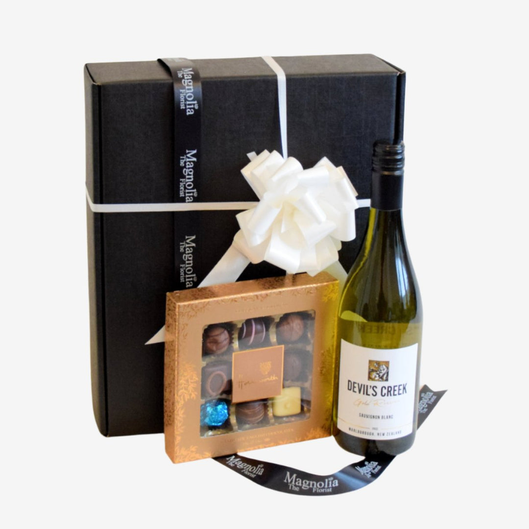 White Wine and Chocolates Gift Box - Magnolia the Florist