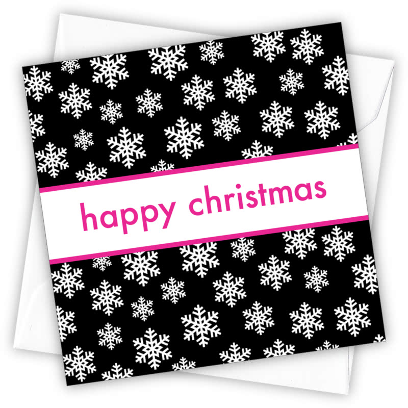 Happy Christmas Greetings Card - Magnolia the Florist Individual greeting card and envelope. Blank inside for your personal message Supplied with a colour co-ordinated envelope Envelope colour: White High-quality (300gsm) matt finish card Printed in the UK. Size: 100mm × 100m